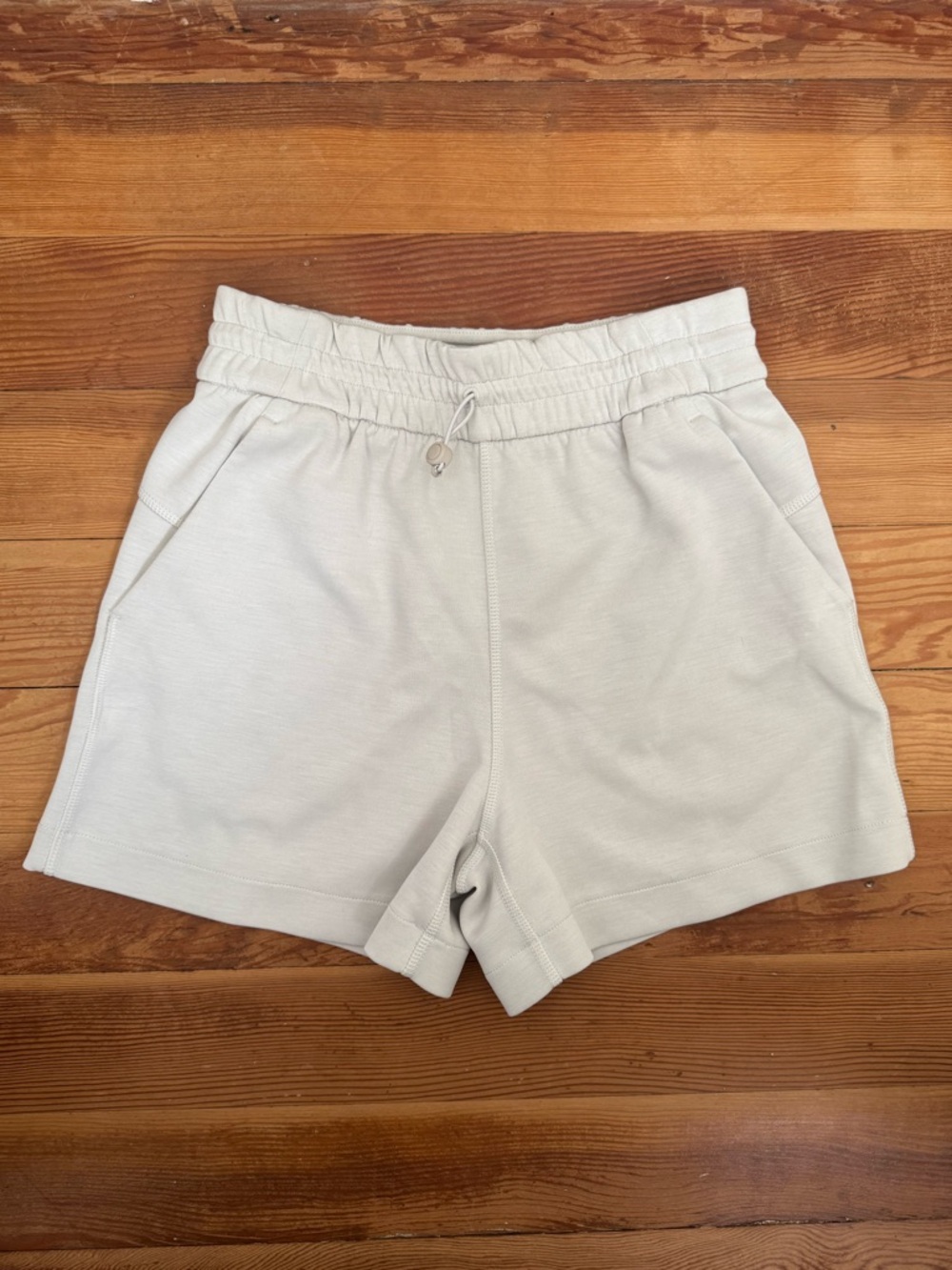 Lululemon Athletica Light cream/gray Elastic Waist Athletic Shorts